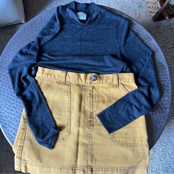 UO BDG Mustard Carpenter Denim Mini Skirt - Picture 10 of 12